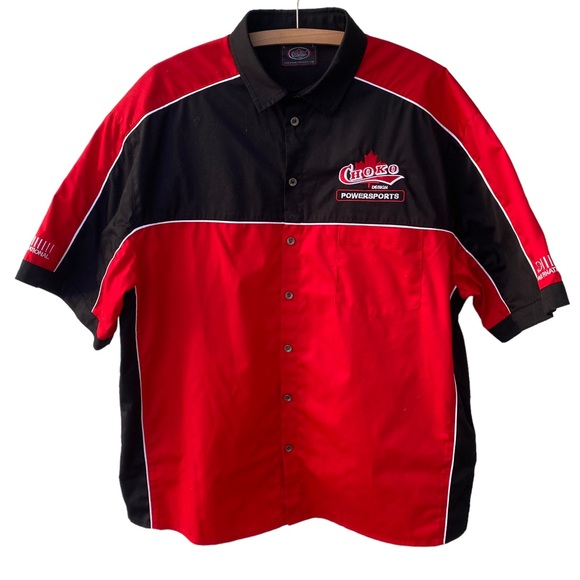 Choko Design Powersports Button Up Shirt Mens L Short Sleeve ATV Snowmobile Logo - Picture 1 of 10